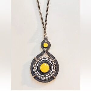 Lia Sophia "Sphinx" Crystals & Resin Stones Hematite Chain Long Necklace